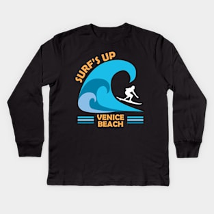 Surfs Up on Venice Beach Kids Long Sleeve T-Shirt